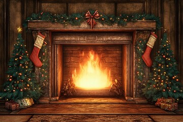 Christmas tree adorned with sparkling lights and gifts in a cozy room filled with candlelight ambiance