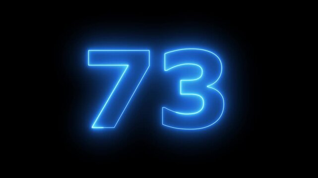 Neon text 73 number countdown icon background 4k animation Animated blue neon alphabet symbol loop animation...