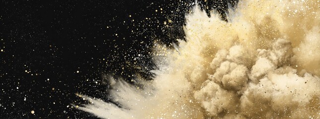 Abstract explosion of powder cloud against a black background