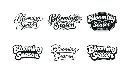 Fototapeta premium Typography Style Variations. Blooming Season Typography. Set lettering. harmonious lettering variations of the same emblematic concept, each with different