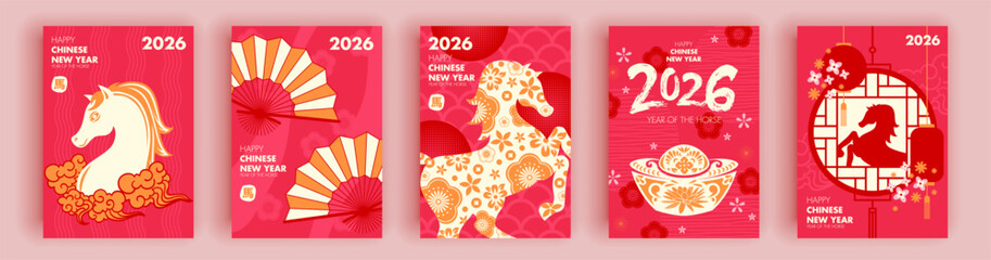 Happy chinese new year 2026 background. Translation : year of the horse