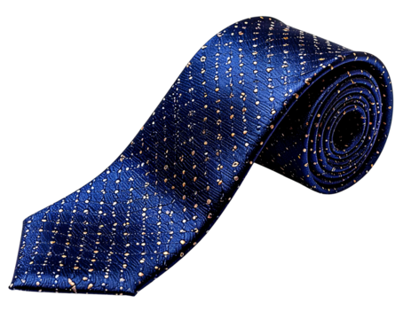 Elegant Blue Silk Tie with White Polka Dots. - Powered by Adobe