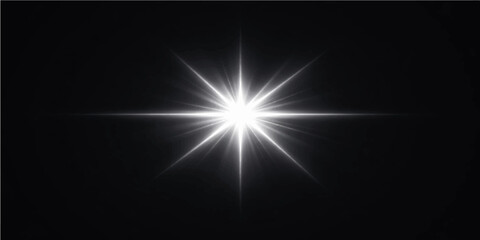 Abstract blue background with rays of light and a digital energy beam creates a bright motion flare against a dark night star space backdrop