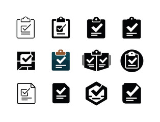 Freelancing Logo Icons. Freelancing. Icon set. Set Logo of freelancing: task checklist. harmonious logo variations of the same emblematic concept, each with