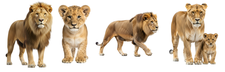 Life Cycle of a Lion – Growth Stages on transparent background
