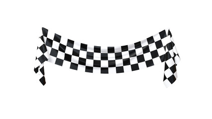 Banner depicting a checkered flag - 3D rendering on a transparent background