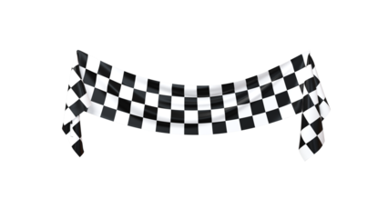 Banner depicting a checkered flag - 3D rendering on a transparent background