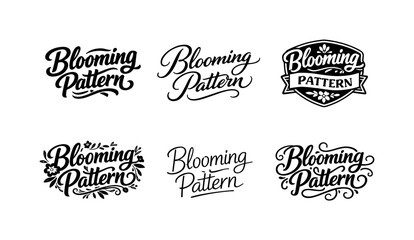 Obraz premium Creative Lettering Variations. Blooming Pattern. Set lettering. harmonious lettering variations of the same emblematic concept, each with different artistic