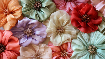 Vibrant Fabric Flowers for Artistic Banner Designs