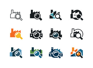Inspection Logo Variations. Inspection. Icon set. Set Logo of inspection: factory audit symbol. harmonious logo variations of the same emblematic concept, each