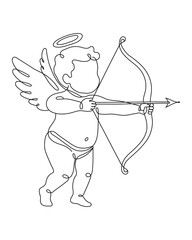 One Line Cupid Archer Illustration