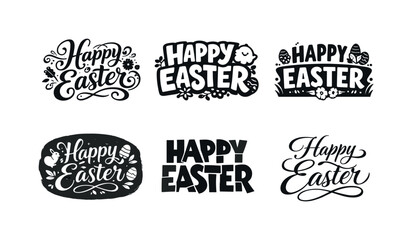 Fototapeta premium Easter Lettering Styles. Happy Easter. Set lettering. harmonious lettering variations of the same emblematic concept, each with different artistic