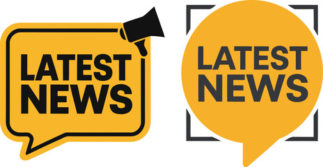 Latest News Speech Bubble Icons Set for Media and Communication