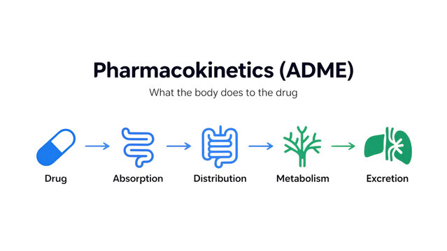 Pharmacokinetics ADME Diagram: Absorption, Distribution, Metabolism, and Excretion Process