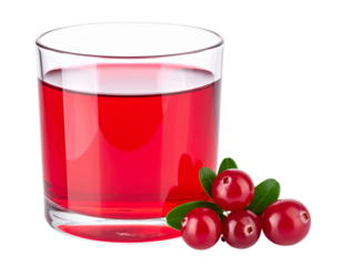 Glass of Cranberry Juice with Fresh Cranberries.