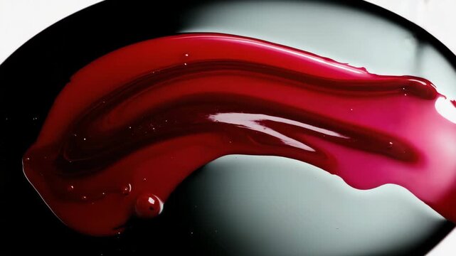 Red liquid marble patterns drowning inside thick black resin