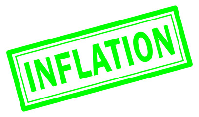 INFLATION text on green stamp illustration