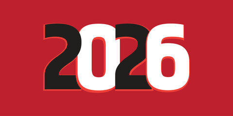 2026 new year bold overlapping number typography vector illustration on vibrant background for festive poster banner greeting and editable eps