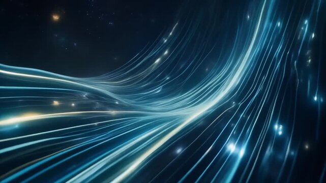 Smooth digital wave lines flowing in dark space symbolizing rhythm, balance, data harmony, and modern technological breathing motion.