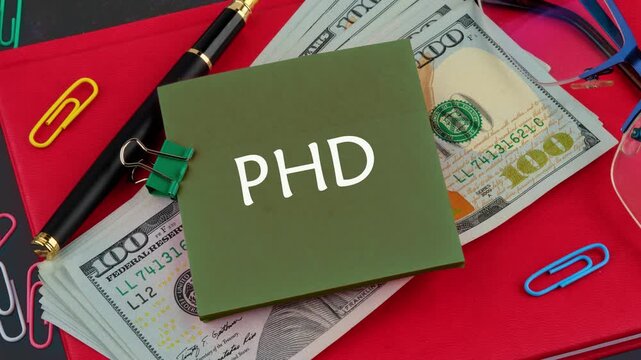 PHD Word. Engage with innovative ideas in business and finance through creative animations PHD text that illustrate key concepts for better understanding and application