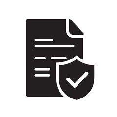 Obraz premium Secured Document Icon with Checkmark Shield Glyph Isolated on White Background