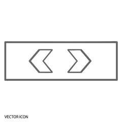 A gray rectangular box with two opposing chevrons inside