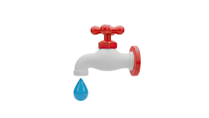 Faucet Dripping Water Drop on transparent background