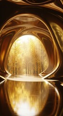 Golden Abstract Portal Through Autumn Forest