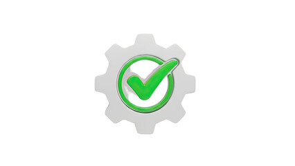 Gear with Green Check Mark on transparent background