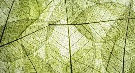 Obraz premium Translucent Green Leaf Veins Close Up