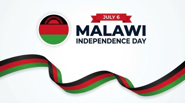 malawi independence day background with round emblem of the national flag on white space bold typography with the text clean modern design copy space - Powered by Adobe