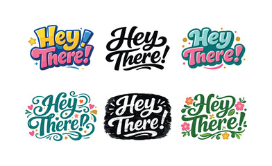 Fototapeta premium Creative Lettering Variations. Friendly greeting typography. Set lettering. harmonious lettering variations of the same emblematic concept, each with different