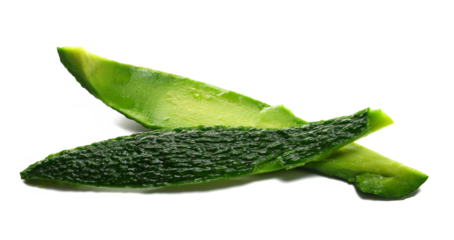 Green peel avocado isolated on white background, side view