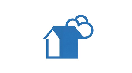 Isolated blue cloud house icon vector for smart home technology and real estate isolated PNG with Transparent Background