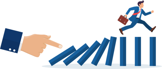 domino effect. Chain reaction concept.