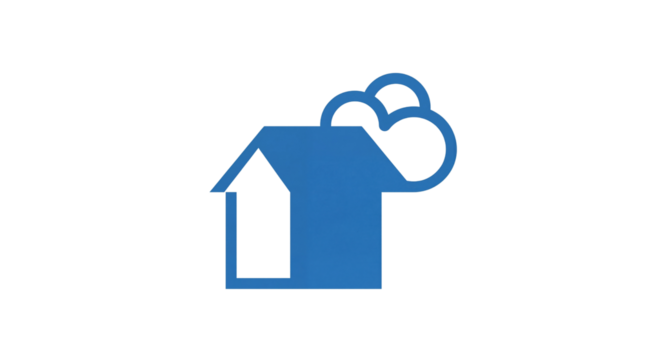 Isolated blue cloud house icon vector for smart home technology and real estate isolated PNG with Transparent Background - Powered by Adobe
