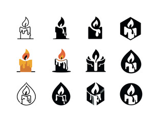 Emotional Hurt Icons. Emotional hurt. Icon set. Set Logo of emotional hurt: dimming candle flame. harmonious logo variations of the same emblematic concept,