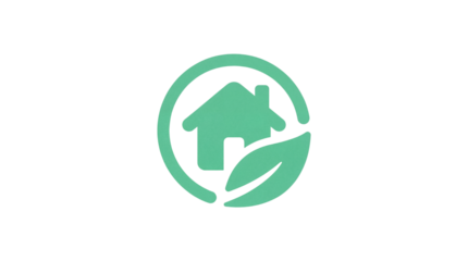 Isolated Green House and Leaf Eco Icon Vector. Sustainable Home Design Symbol. isolated PNG with Transparent Background