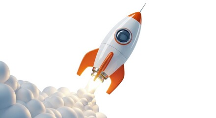 Rocket Launching Smoke White Background