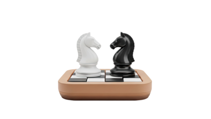 Chess Knights Facing Off on transparent background