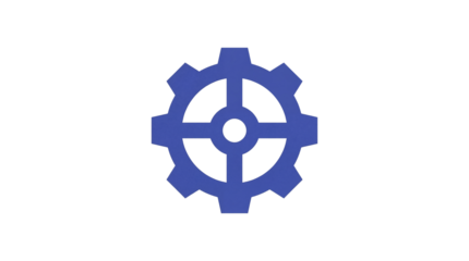 Isolated Blue Gear Settings Icon Vector Graphic isolated PNG with Transparent Background