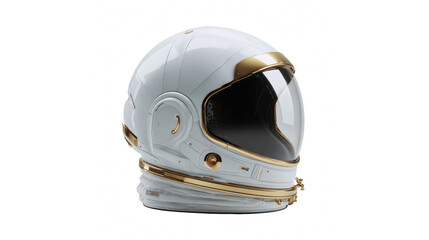 Fototapeta premium Futuristic astronaut helmet with gold accents on a black background
