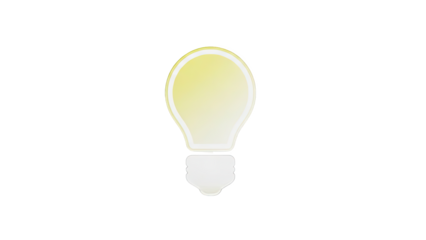 Clear light bulb icon with yellow gradient on transparent background