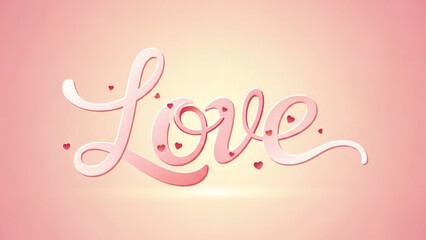 Beautiful pink love typography with hearts background
