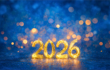 2026 New Year Fireworks Background with Bright and Gorgeous Light Effects