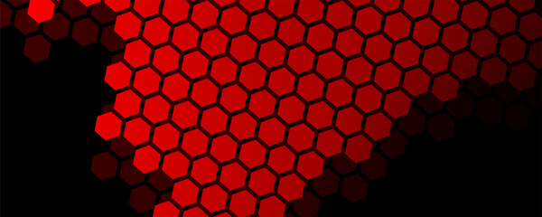 Seamless red and black distant hexagons pattern vector