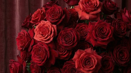Fototapeta premium Valentine's day roses romantic event indoor setting dramatic visuals with abundant red blooms