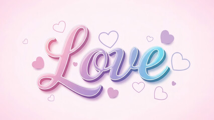Beautiful love typography surrounded by hearts