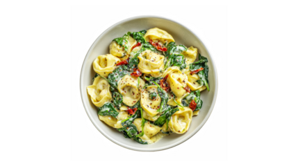 Creamy spinach and sun-dried tomato tortellini dish