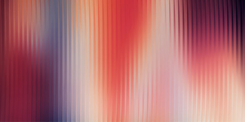 Gradient reeded glass texture background, vertical ribbed distortion with warm color blend. Luminous orange and red streaks, vector illustratio